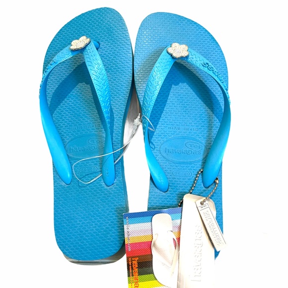 Havaianas Shoes | Havaianas Swarovski Crystal Aqua 394 Us 89 | Poshmark